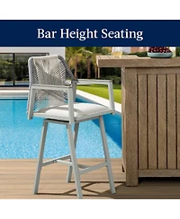 Best Choice Products Set of 2 Indoor/Outdoor Aluminum, Woven Rope Swivel Barstools w/ Armrests