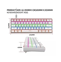 60% Mechanical Gaming Keyboard, Red Switch, Wired Gaming Colorful Backlit Gaming Keyboard, Pudding Keycaps Compact