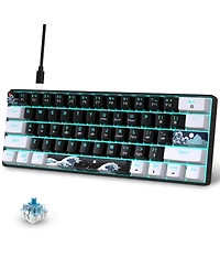 60% Mechanical Gaming Keyboard,61 Keys Blue Switches,Wired Mechanical Keyboard with Led Backlit,Compact Ergonomic Keyboard (Black)