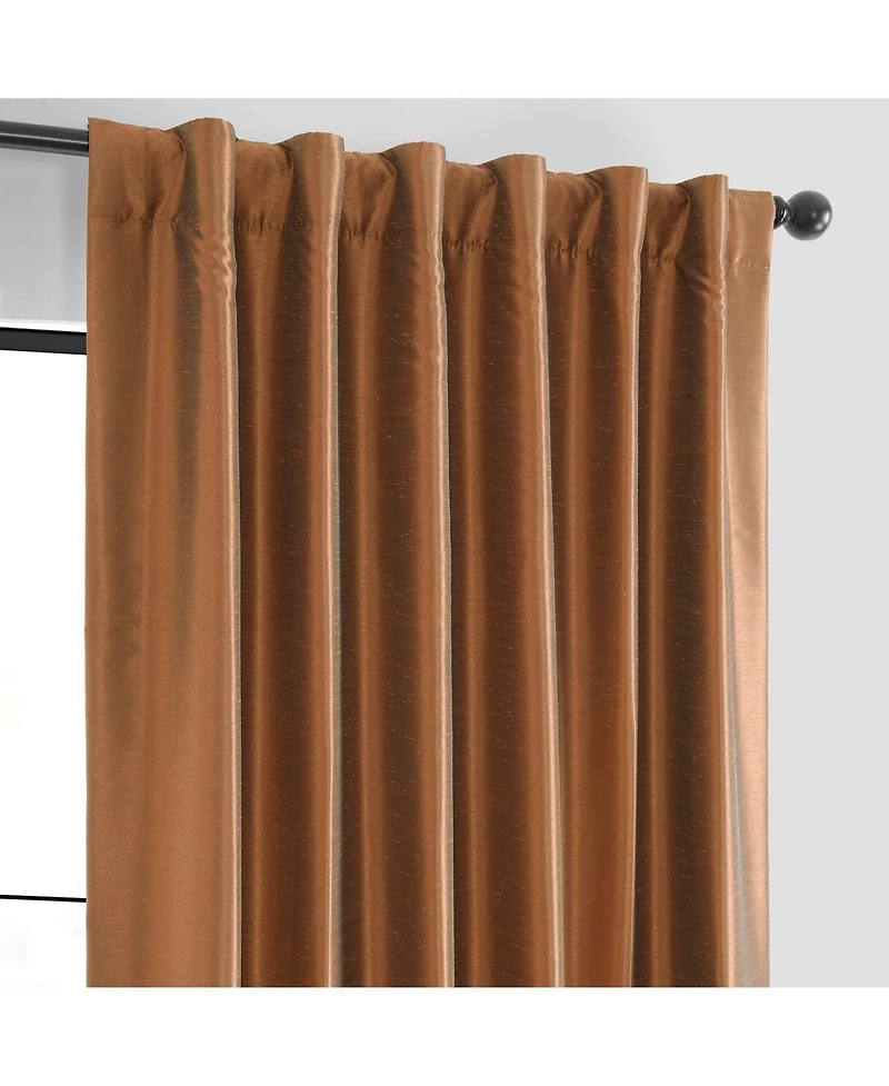 Half Price Drapes Copper Kettle Vintage Textured Faux Dupioni Silk Blackout Curtain