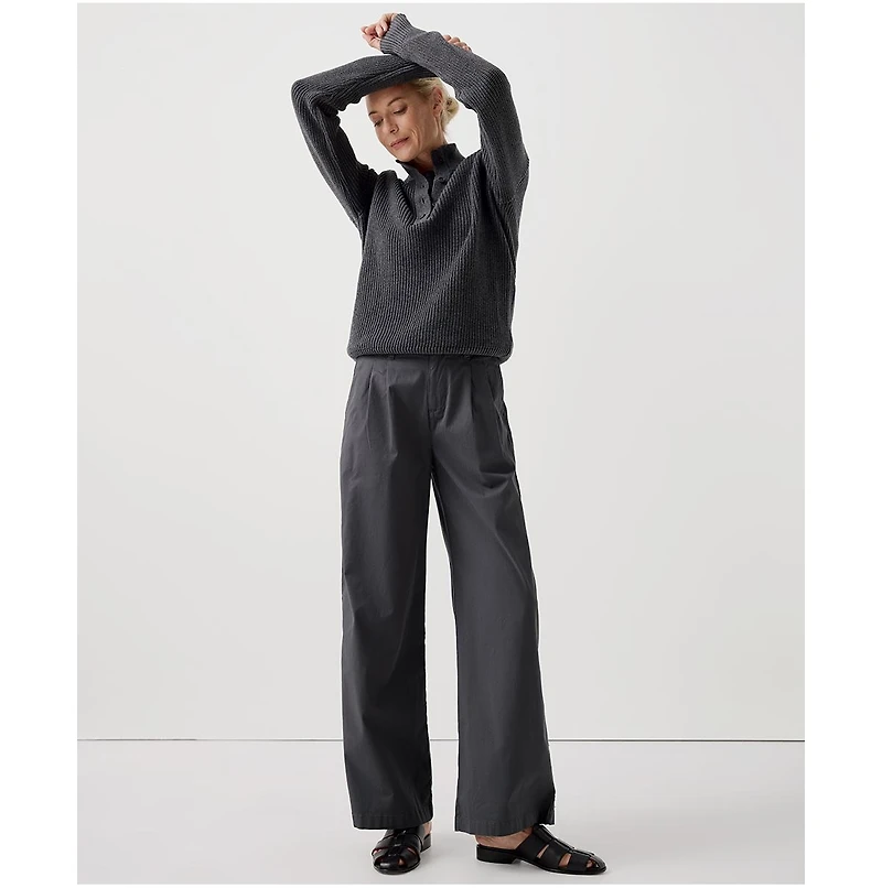 Pact Women's Organic Cotton Boulevard Brushed Twill Wide Leg Trouser