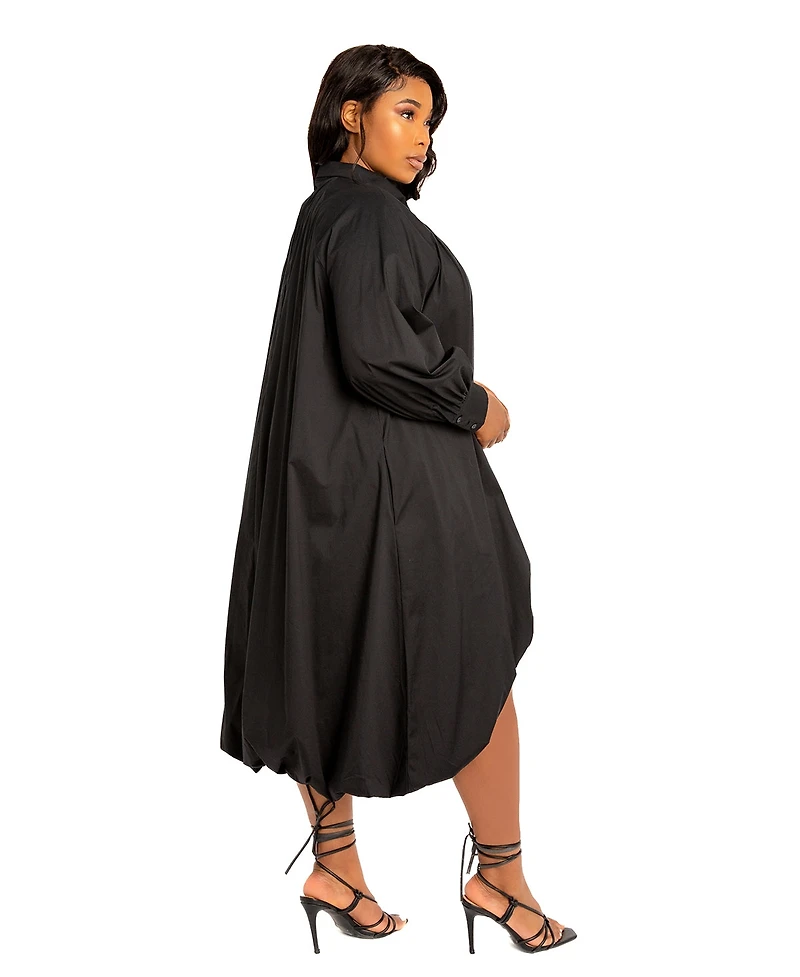 Buxom Couture Plus Bubbled Hem High Low Shirt Dress