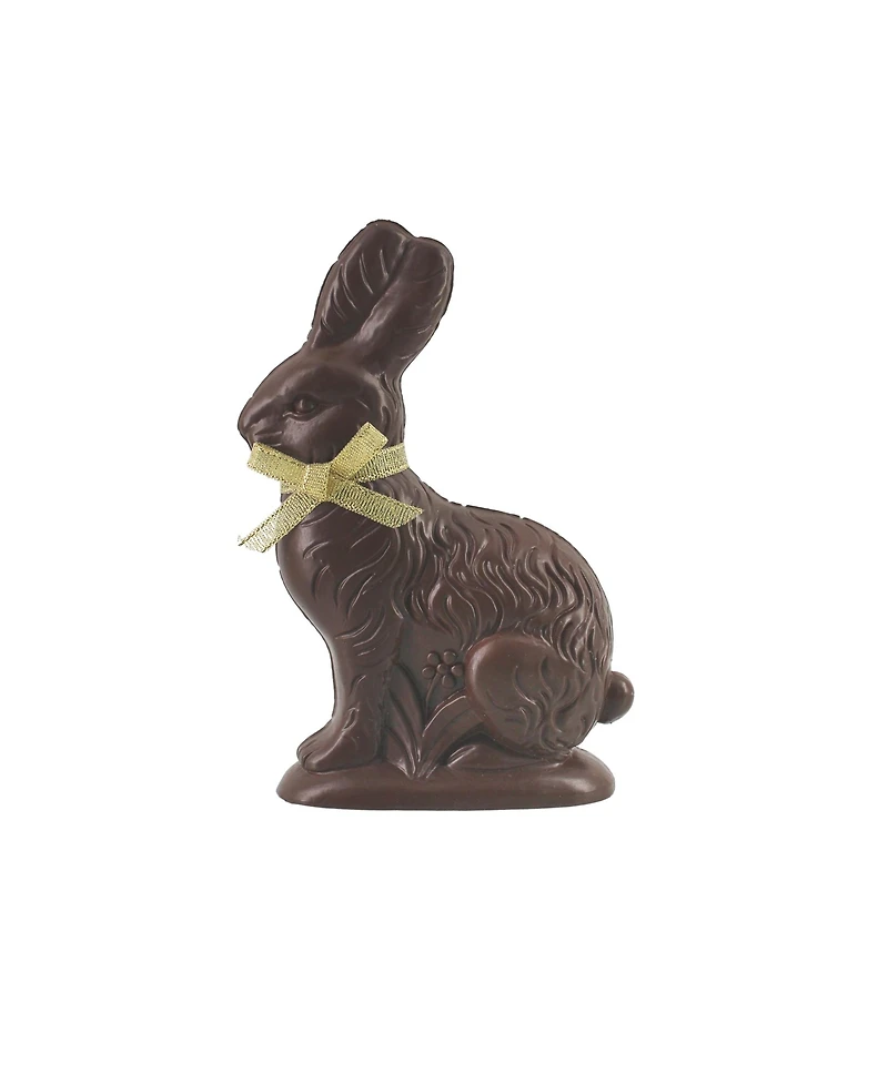4.57" x 6.54" Chocolate Themed Decorative Resin Brown Easter Bunny Rabbit Figure Figurine