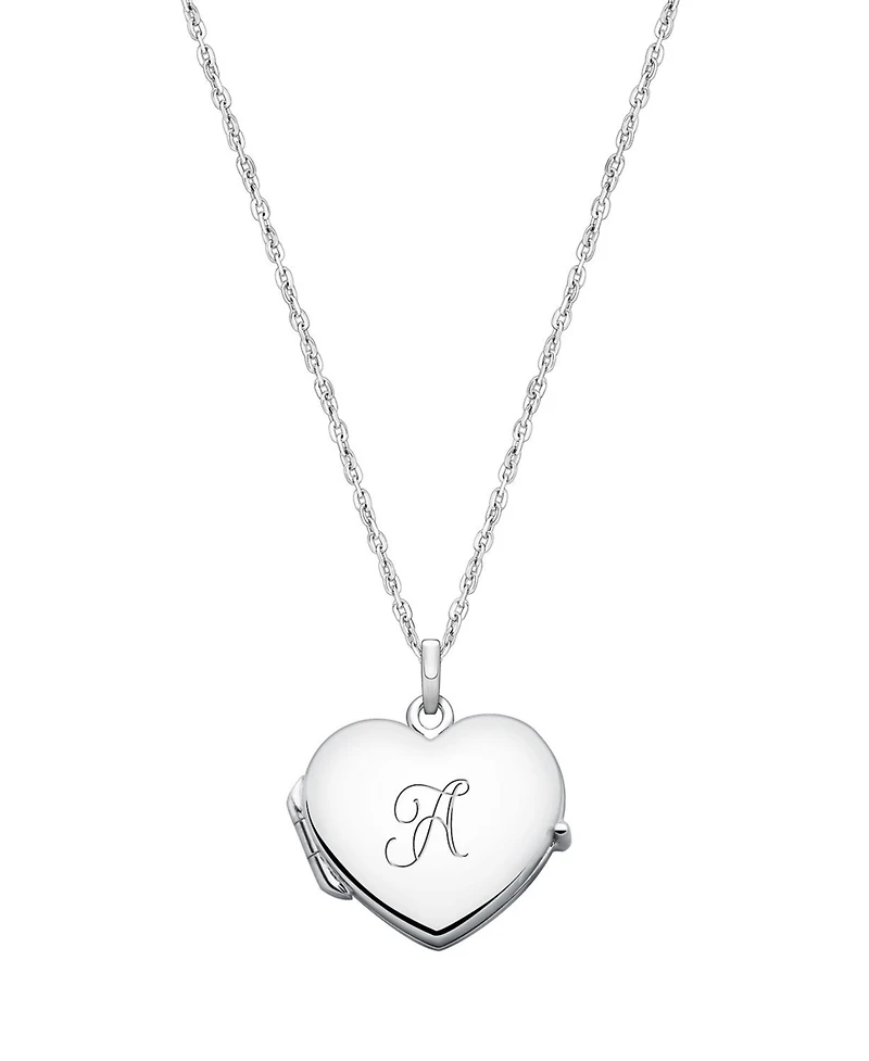 Tiny Blessings Big Girls Children's Sterling Silver Heart Locket & Engraved Initial 14-16" Necklace