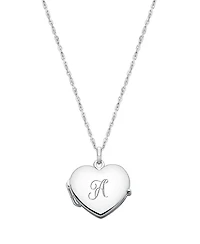 Tiny Blessings Big Girls Children's Sterling Silver Heart Locket & Engraved Initial 14-16" Necklace