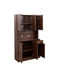 Streamdale 70.87" Tall Wardrobe& Kitchen Cabinet, with 6-Doors, 1-Open Shelves and 1-Drawer for bedroom,Walnut