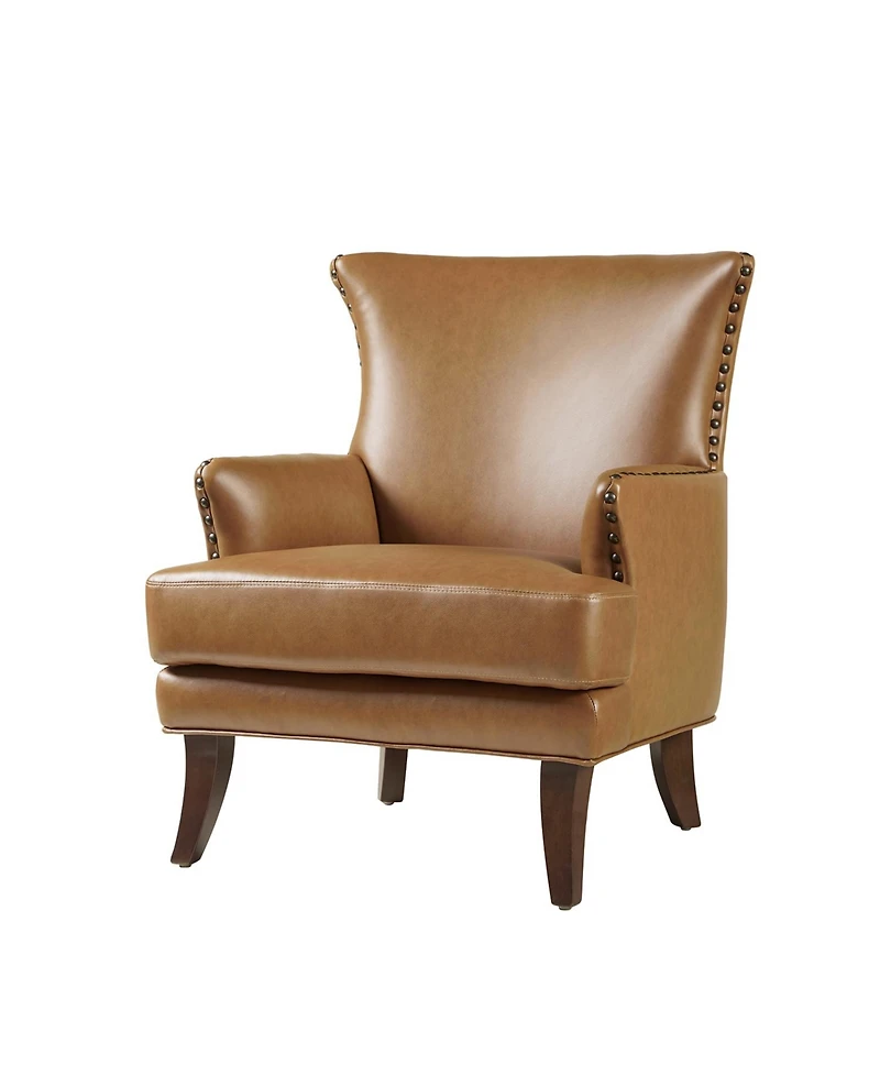 Hardamon Contemporary Leather Arm Chair with Nailhead Trim