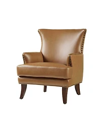 Hardamon Contemporary Leather Arm Chair with Nailhead Trim
