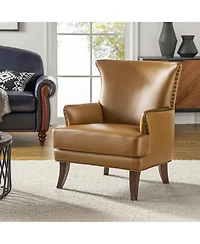 Hardamon Contemporary Leather Arm Chair with Nailhead Trim