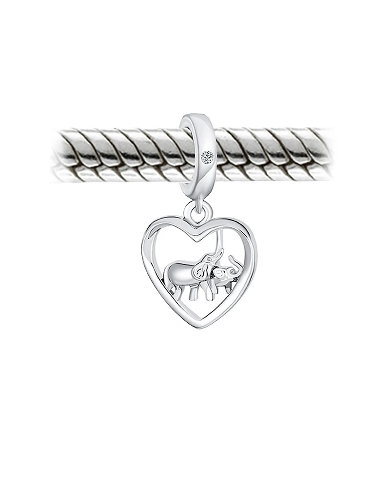 Bling Jewelry I Love You Heart Elephant Charm Bead Sterling Silver European Bracelet
