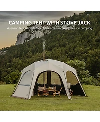 Naturehike Cloud Bounder Hexagonal Pop up Canopy Gazebo Tent, Hot Tent with Stove Jack 8-10 Person Camping Tent, 4 Season Tent for Camping