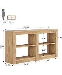 Tribesigns 59-Inch Farmhouse Console Table, 3-Tier Entryway Table with Storage, Wood Console Behind Couch for Living Room, Hallway, Foyer, Oak