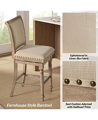 Rodolphe Bar Stool set with nailhead trims