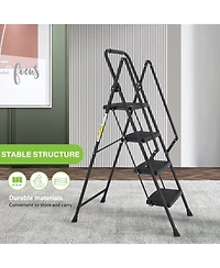 4-Step Steel Folding Step Stool Ladder with Wide Anti Slip Pedal and Safety Handle