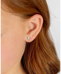 Tiny Blessings Children's 14K Gold Simple Cross Studs Girls' Screw Back Earrings