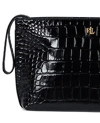 Lauren Ralph Crocodile-Embossed Leather Large Pouch