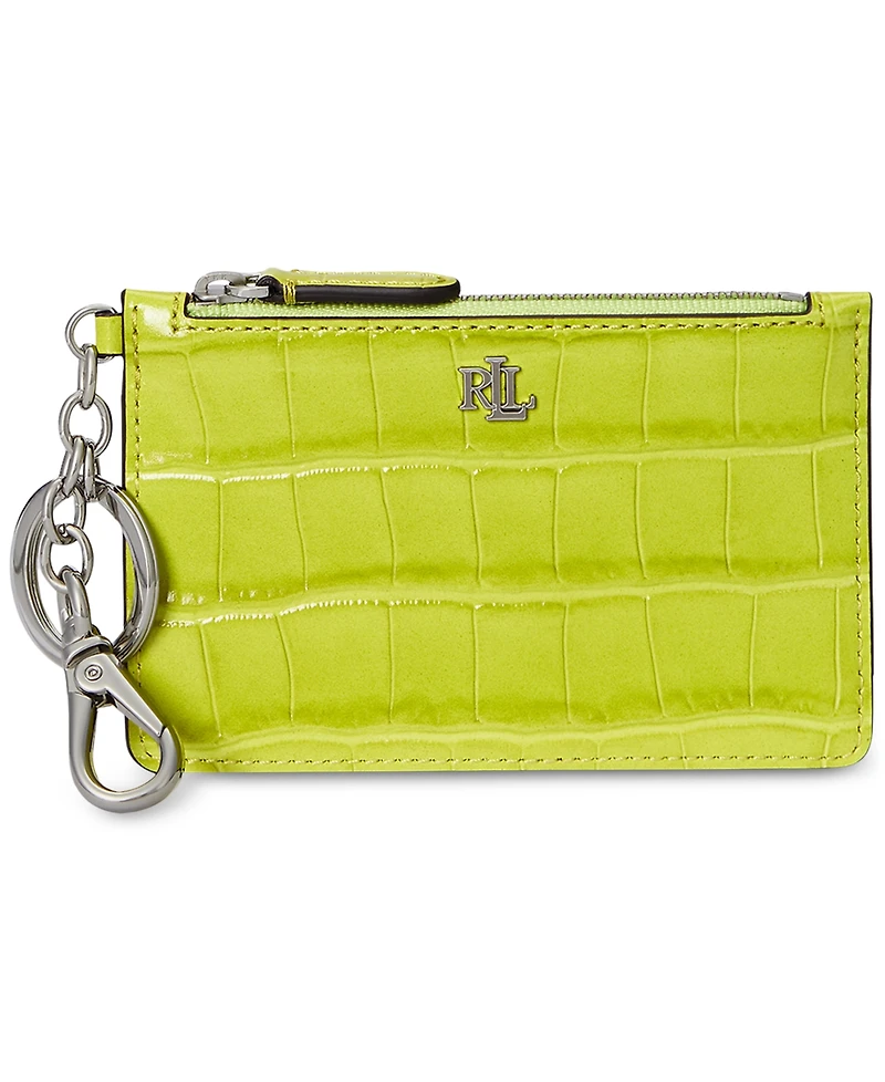 Lauren Ralph Lauren Croc-Embossed Leather Zip Card Case