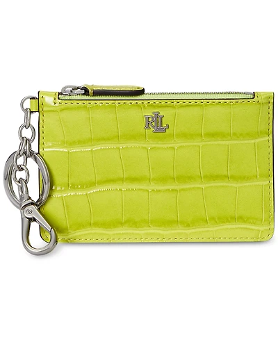 Lauren Ralph Lauren Croc-Embossed Leather Zip Card Case
