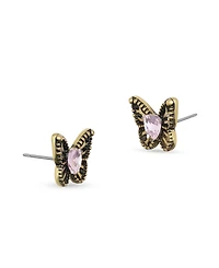 Betsey Johnson Faux Stone Boho Butterfly Openwork Stud Earrings