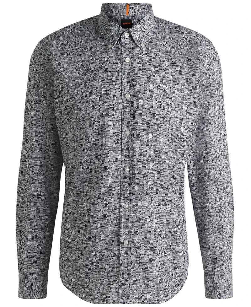 Boss by Hugo Boss Men's Printed Cotton Poplin Regular-Fit Shirt
