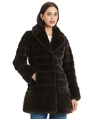 Jones New York Women's Faux-Fur Notched-Collar Coat