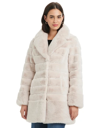 Jones New York Women's Faux-Fur Notched-Collar Coat