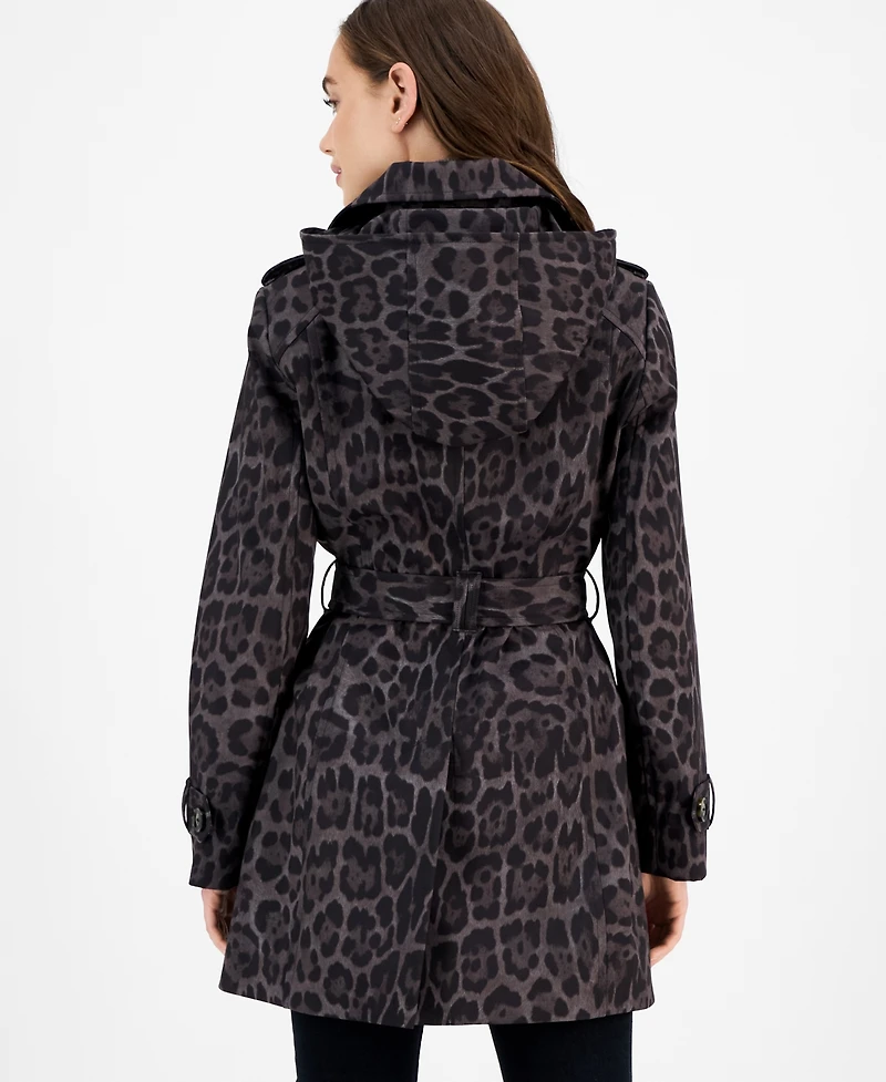 London Fog Women's Hooded Belted Zip-Front Raincoat