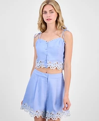 Astr the Label Women's Kiya Eyelet-Trim Crop Top