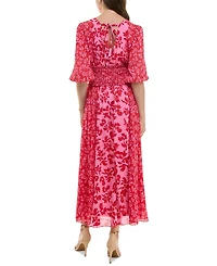 Taylor Women's Smocked-Waist Floral-Print Maxi Dress