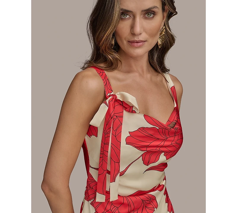 Donna Karan New York Women's Printed Cowl-Neck Gown