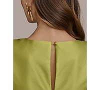 Donna Karan New York Women's Printed V-neck Floral Mikado Gown