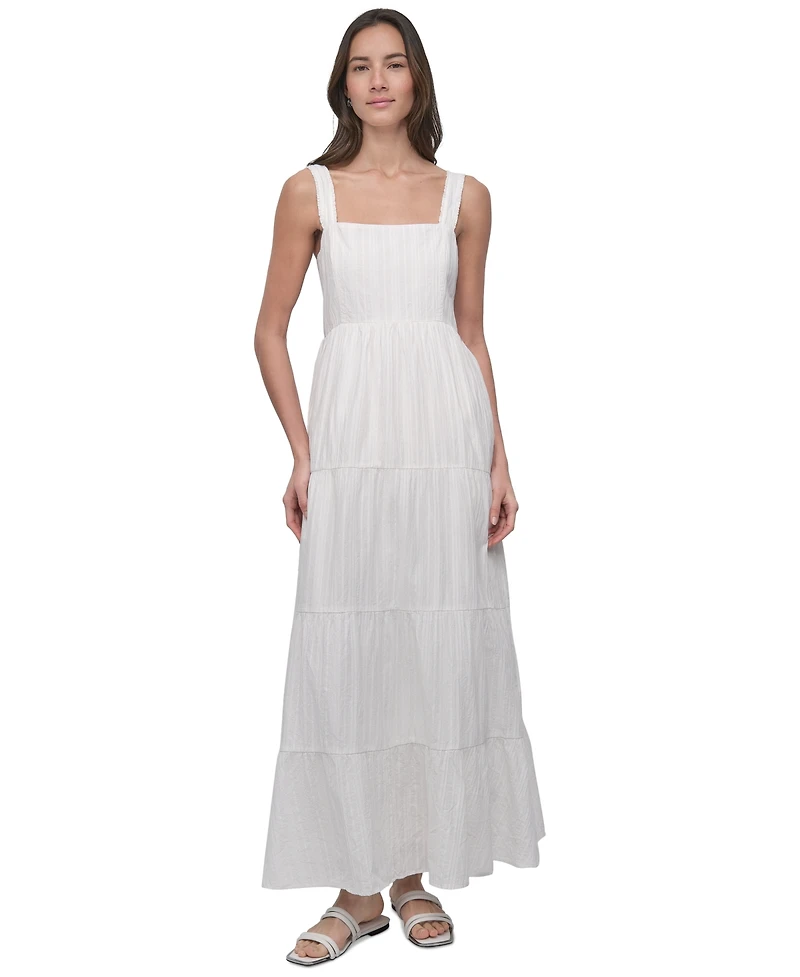 Dkny Jeans Women's Cotton Tiered Maxi Dress
