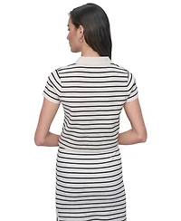 Dkny Jeans Women's Striped Short-Sleeve Polo Shirt - IVK