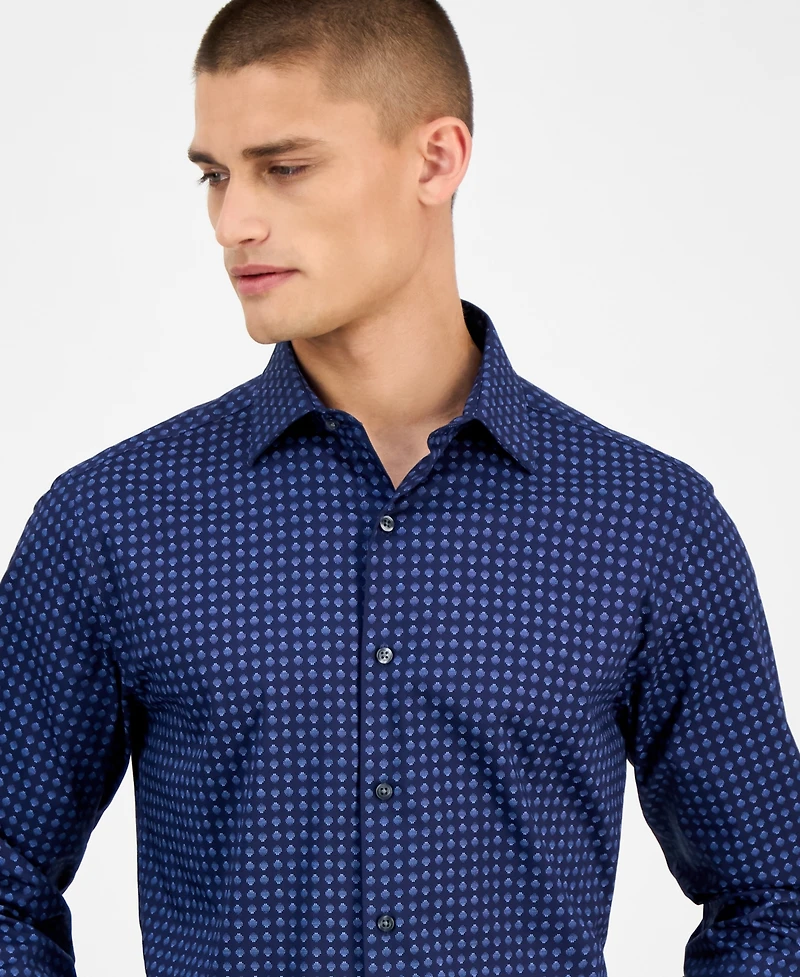 Alfani Men's Slim-Fit Round Dot Dress Shirt, Exclusively at Macy's