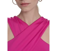 Eliza J Women's Crossover-Neck Sleeveless Ruffle-Trim Gown