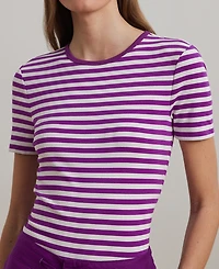Lauren Ralph Lauren Petite Striped Stretch Cotton Crewneck Tee