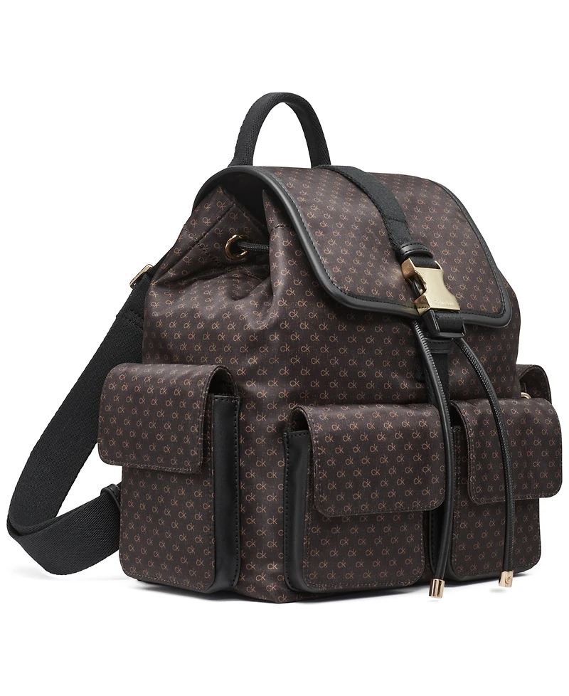 Calvin Klein Elora Nylon Mini Signature Front Buckle Backpack