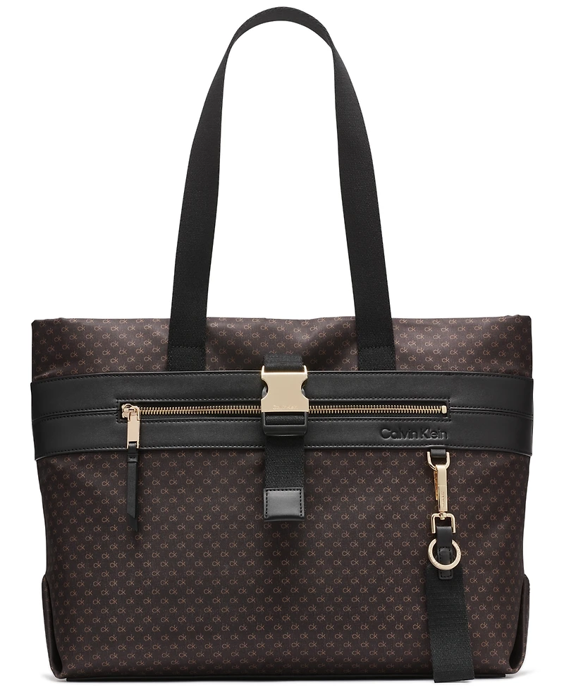 Calvin Klein Elora Nylon Mini Signature Top Zipper Tote Bag