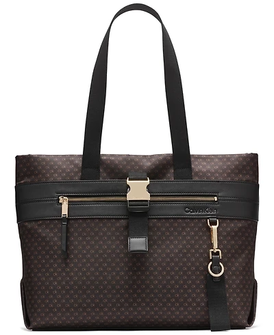 Calvin Klein Elora Nylon Mini Signature Top Zipper Tote Bag