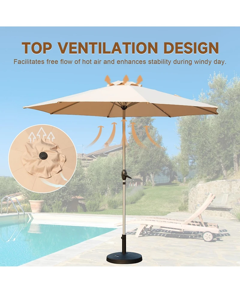 9FT Patio Umbrella, Outdoor Table Umbrella with Push Button Tilt and Crank, Uv Protection Waterproof Market Sun 8 Sturdy Ribs for Garden