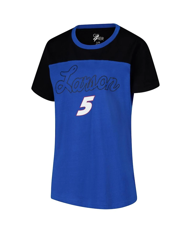 G-iii 4Her by Carl Banks Women's Royal Kyle Larson Cheer Color Blocked T-Shirt