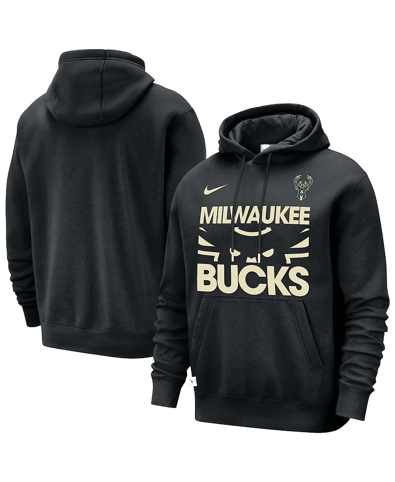 Nike Men's Black Milwaukee Bucks Courtside Club Pullover Hoodie