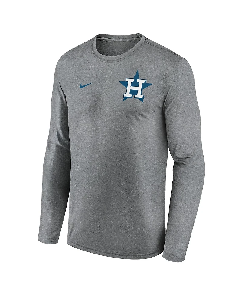 Nike Men's Heather Charcoal Houston Astros 2-Hit Legend Performance Long Sleeve T-Shirt