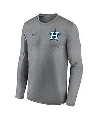 Nike Men's Heather Charcoal Houston Astros 2-Hit Legend Performance Long Sleeve T-Shirt