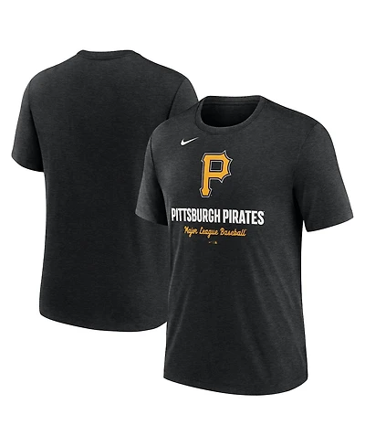 Nike Men's Heather Black Pittsburgh Pirates Logo Tri-Blend T-Shirt