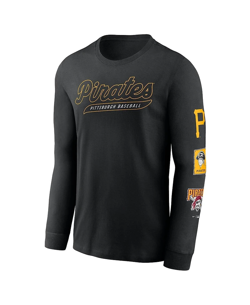 Nike Men's Black Pittsburgh Pirates Cooperstown Collection Knockout Long Sleeve T-Shirt