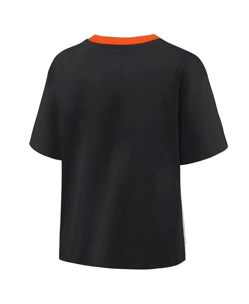 Fanatics Women's Black/Graphite Baltimore Orioles Oversized Race to Win V-Neck T-Shirt