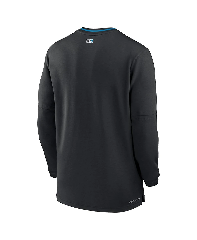 Nike Men's Black Miami Marlins Authentic Collection Performance Half-Zip Top