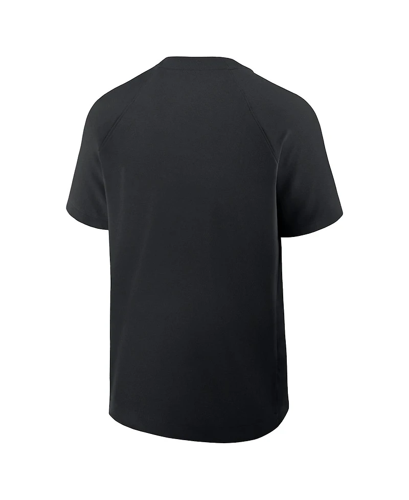 Nike Men's Black Miami Marlins Authentic Collection Raglan Short Sleeve Windshirt