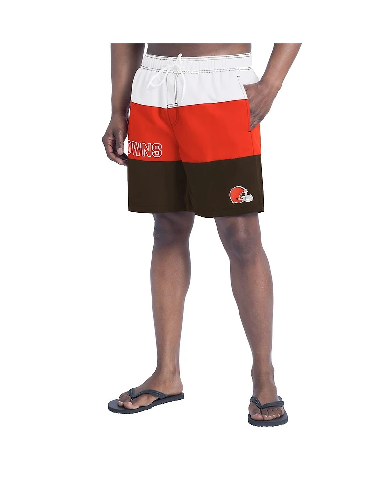 G-iii Sports by Carl Banks Men's Brown/Orange Cleveland Browns Sunrise Volley Swim Shorts